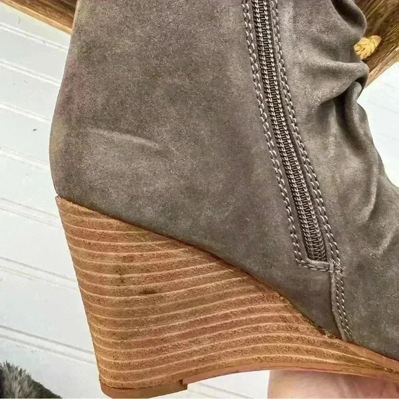 New (MSRP:$89) LEATHER DIBA Wood Wedge Heel Suede Slouch Style Booties - Sz 8.5 - Picture 15 of 15